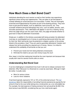 how much does a bail bond cost