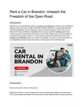 Rent a Car in Brandon_ Unleash the Freedom of the Open Road
