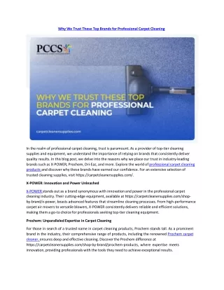 Why We Trust These Top Brands for Professional Carpet Cleaning