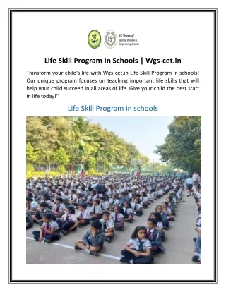 Life Skill Program In Schools  Wgs-cet.in