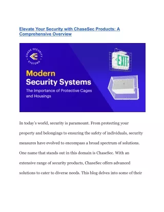 Elevate Your Security with ChaseSec Products_ A Comprehensive Overview