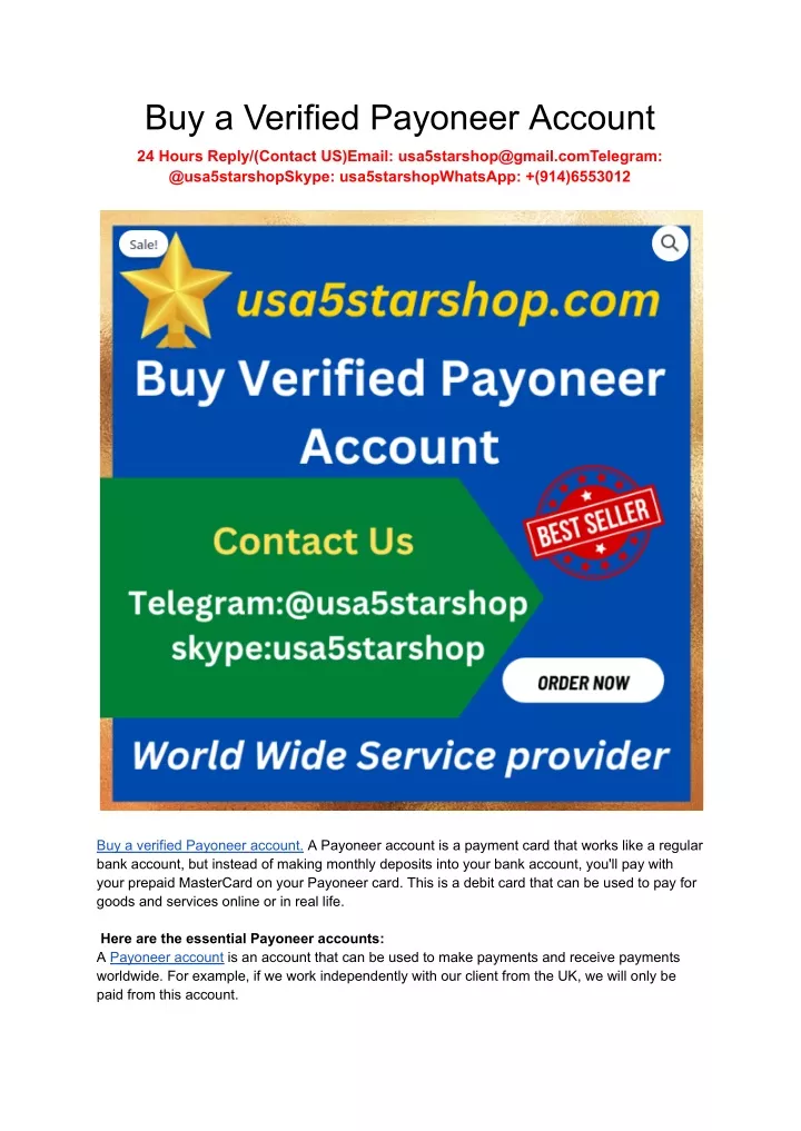 buy a verified payoneer account