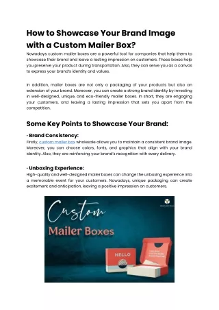 How to Showcase Your Brand Image with a Custom Mailer Box