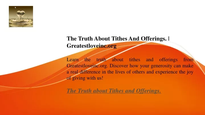 the truth about tithes and offerings