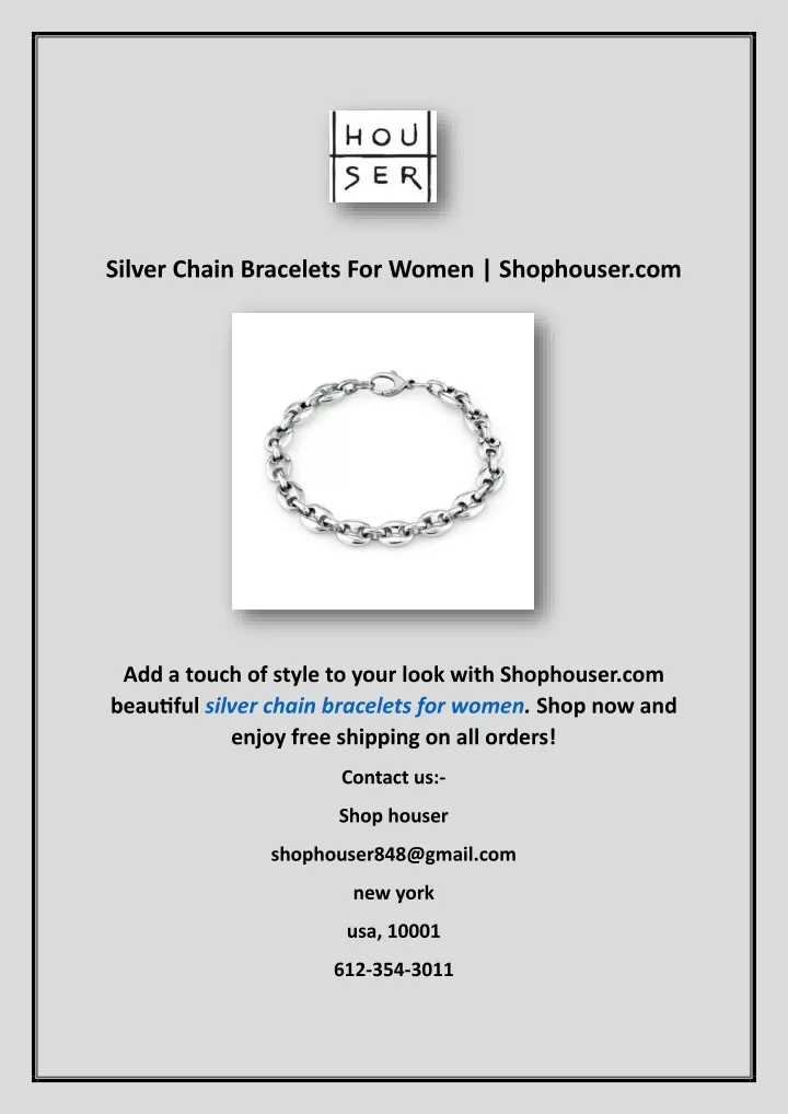 silver chain bracelets for women shophouser com