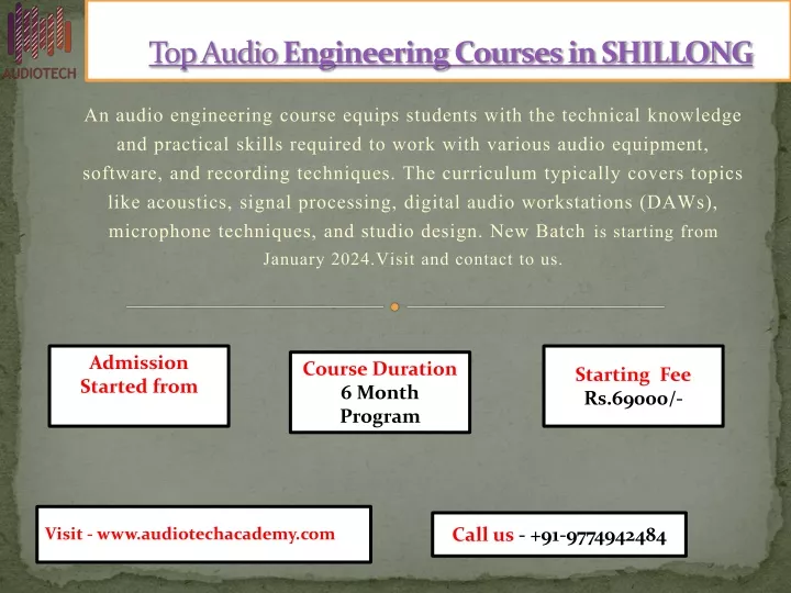 top audio engineering courses in shillong