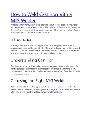 How to Weld Cast Iron with a MIG Welder