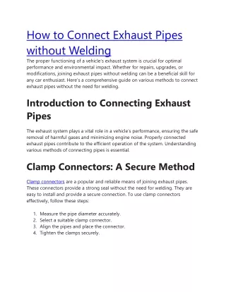 How to Connect Exhaust Pipes Without Welding