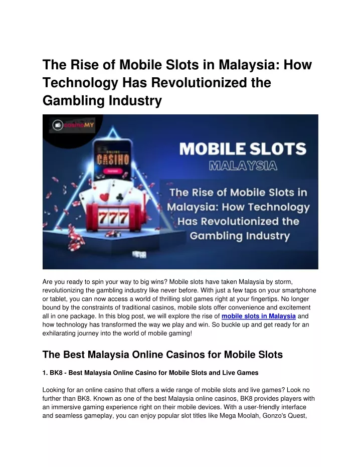 the rise of mobile slots in malaysia