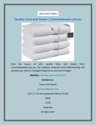 Quality Linen And Towels  Linenandtowels.com