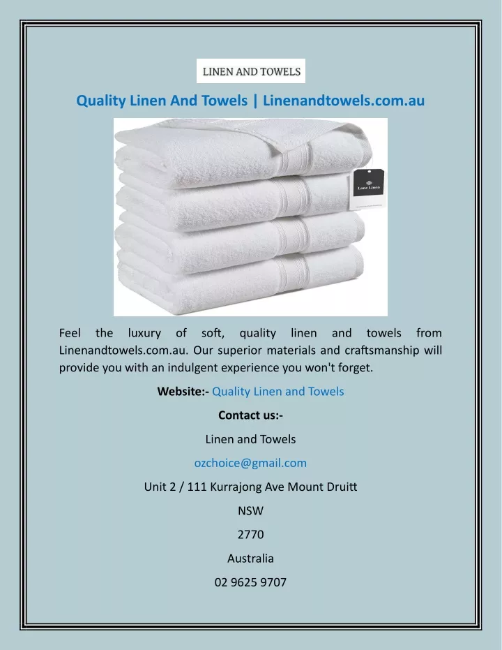 quality linen and towels linenandtowels com au