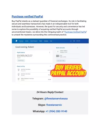 Purchase verified PayPal - Buy 100% Verified PayPal Account