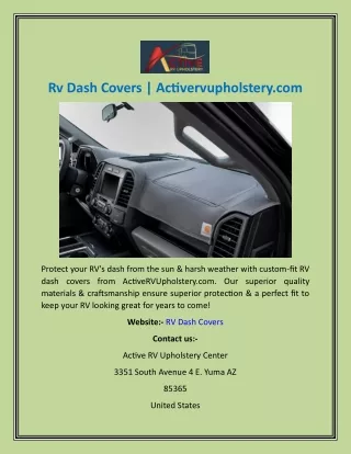 Rv Dash Covers  Activervupholstery
