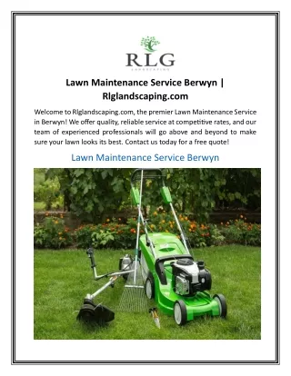 Lawn Maintenance Service Berwyn  Rlglandscaping