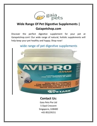 Wide Range Of Pet Digestive Supplements | Gaiapetshop.com