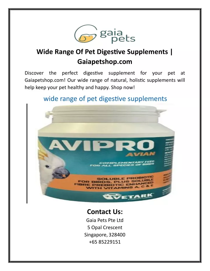 wide range of pet digestive supplements