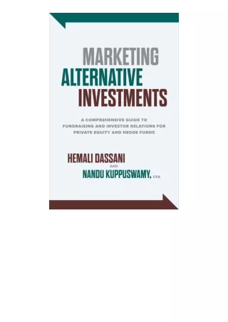 Download Marketing Alternative Investments A Comprehensive Guide to Fundraising
