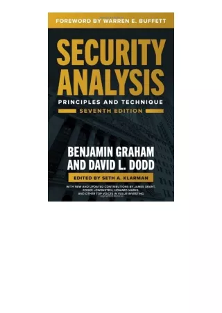 PDF read online Security Analysis Seventh Edition Principles and Techniques for