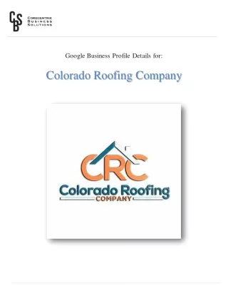 Local roofers near me | Colorado Roofing Company