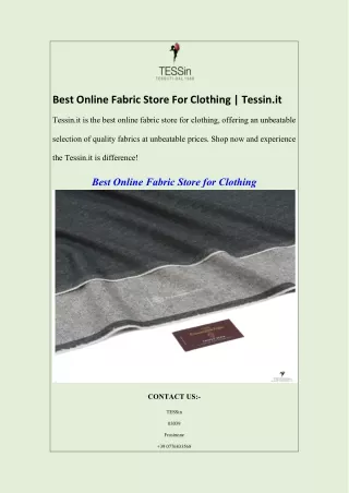 Best Online Fabric Store For Clothing  Tessin.it