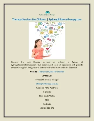 Therapy Services For Children  Sydneychildrenstherapy