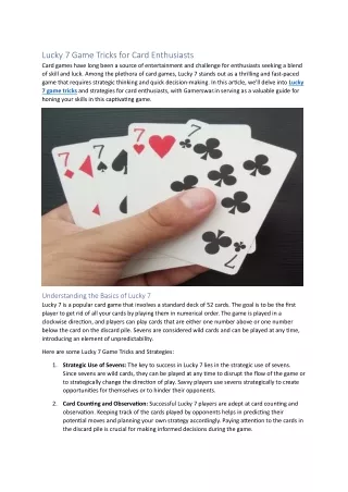 lucky 7 game tricks for card enthusiasts card