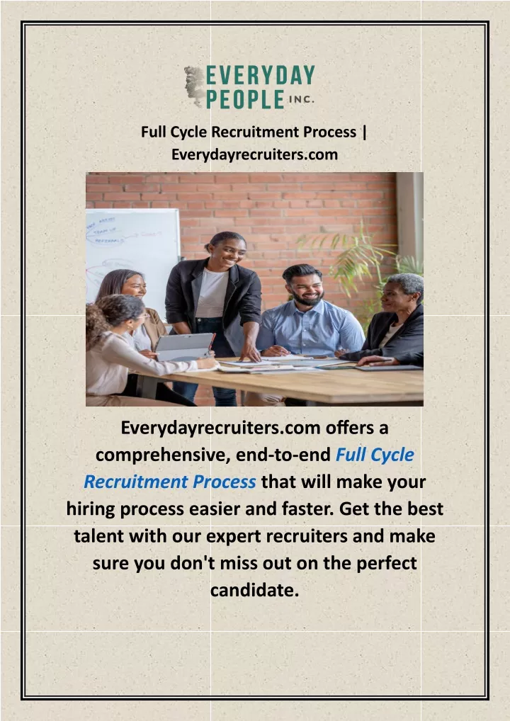 full cycle recruitment process everydayrecruiters