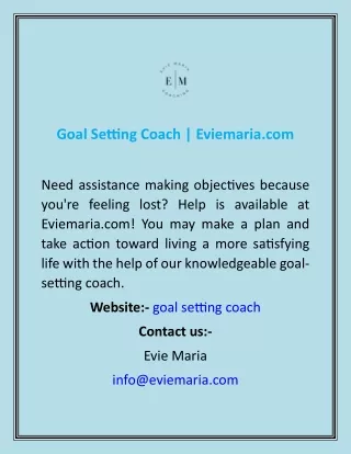 Goal Setting Coach  Eviemaria