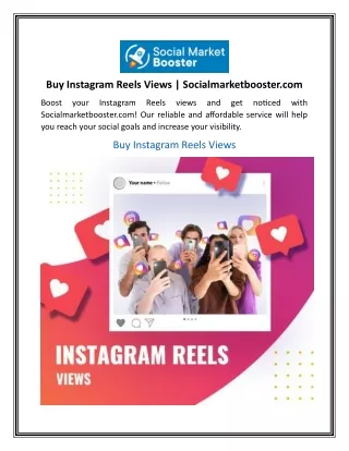 Buy Instagram Reels Views  Socialmarketbooster