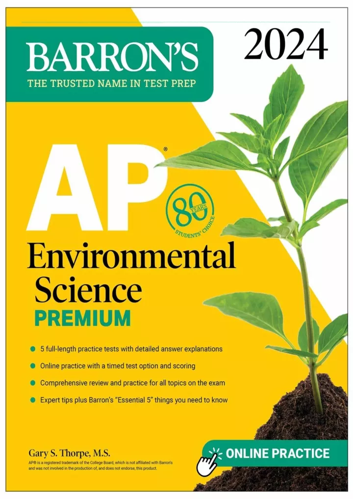 PPT PDF/READ AP Environmental Science Premium, 2024 5 Practice Tests