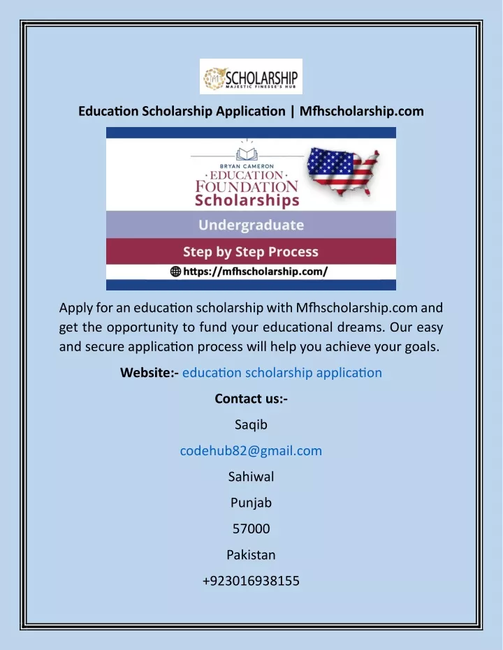 education scholarship application mfhscholarship