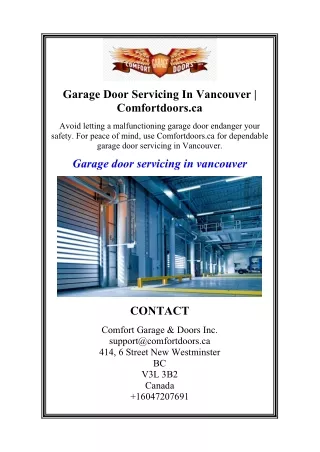 Garage Door Servicing In Vancouver  Comfortdoors.ca