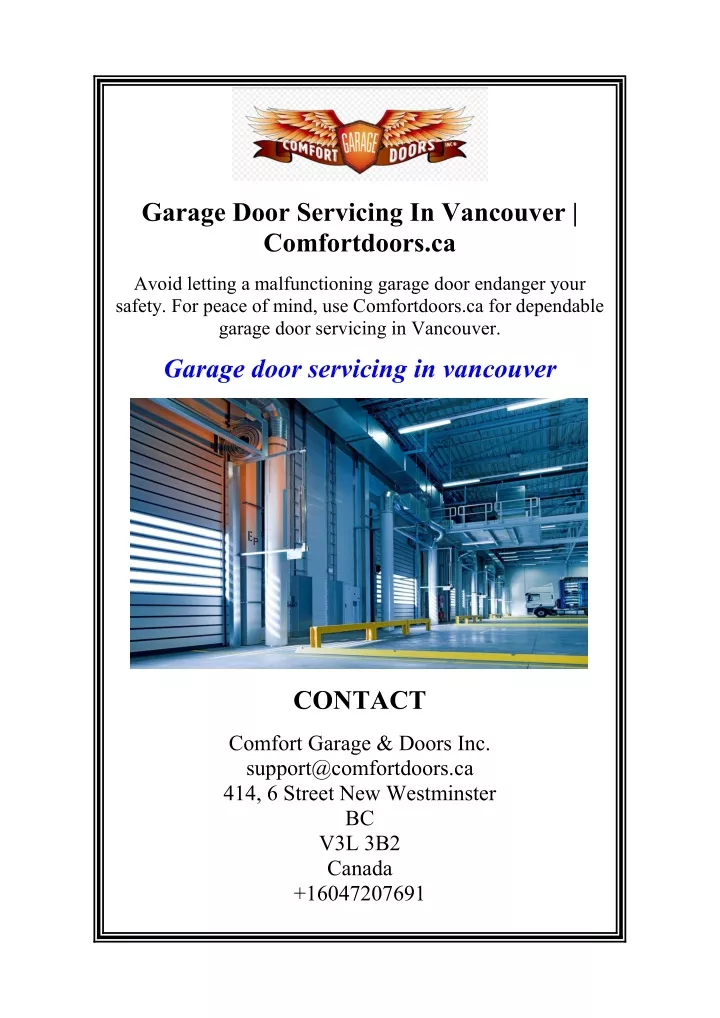 garage door servicing in vancouver comfortdoors ca