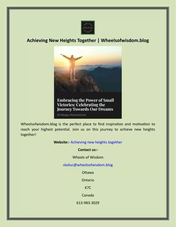 achieving new heights together wheelsofwisdom blog