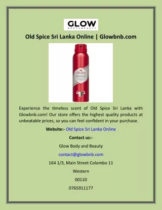 Old Spice Sri Lanka Online  Glowbnb