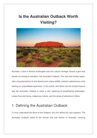 Is the Australian Outback Worth Visiting?