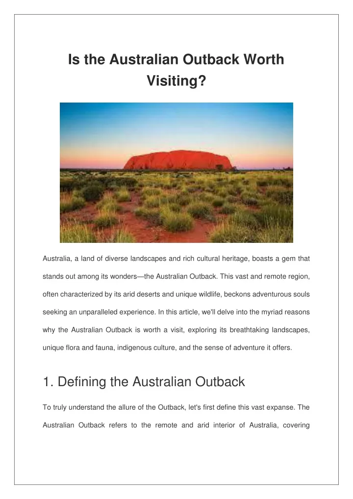is the australian outback worth visiting