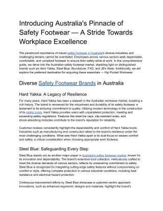 Introducing Australia's Pinnacle of Safety Footwear — A Stride Towards Workplace Excellence