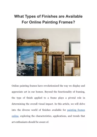 What Types of Finishes are Available For Online Painting Frames?