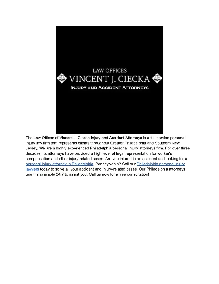 the law offices of vincent j ciecka injury