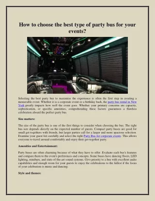 How to choose the best type of party bus for your events