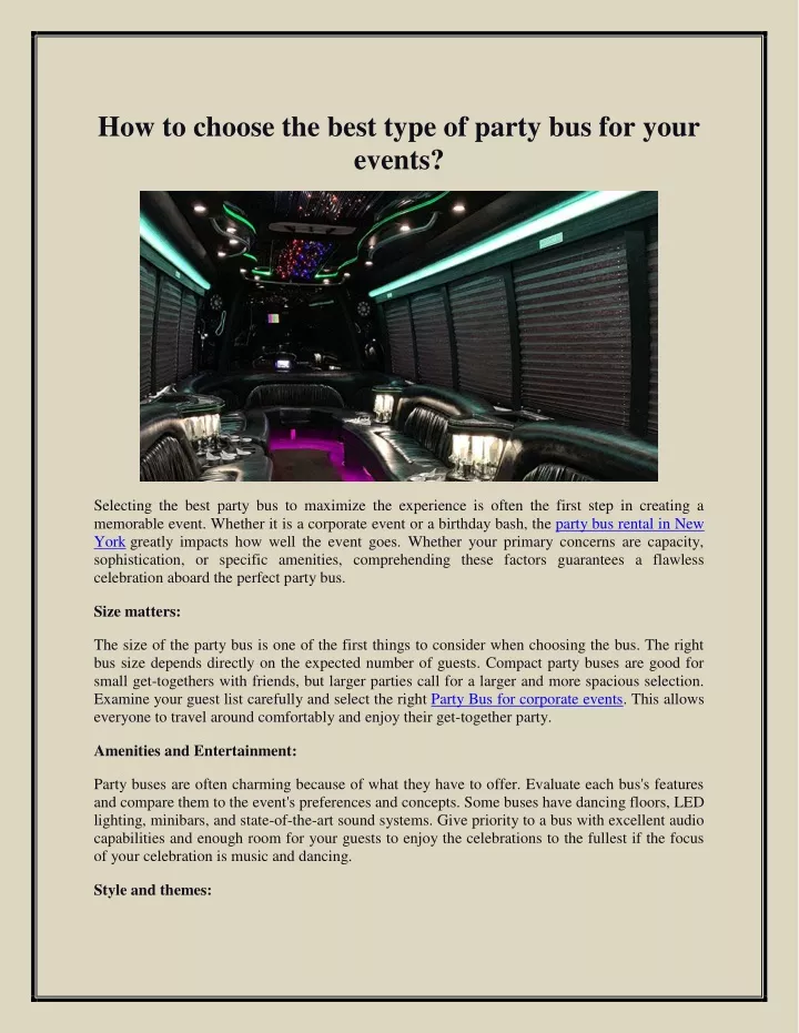 how to choose the best type of party bus for your