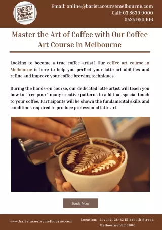 Master the Art of Coffee with Our Coffee Art Course in Melbourne