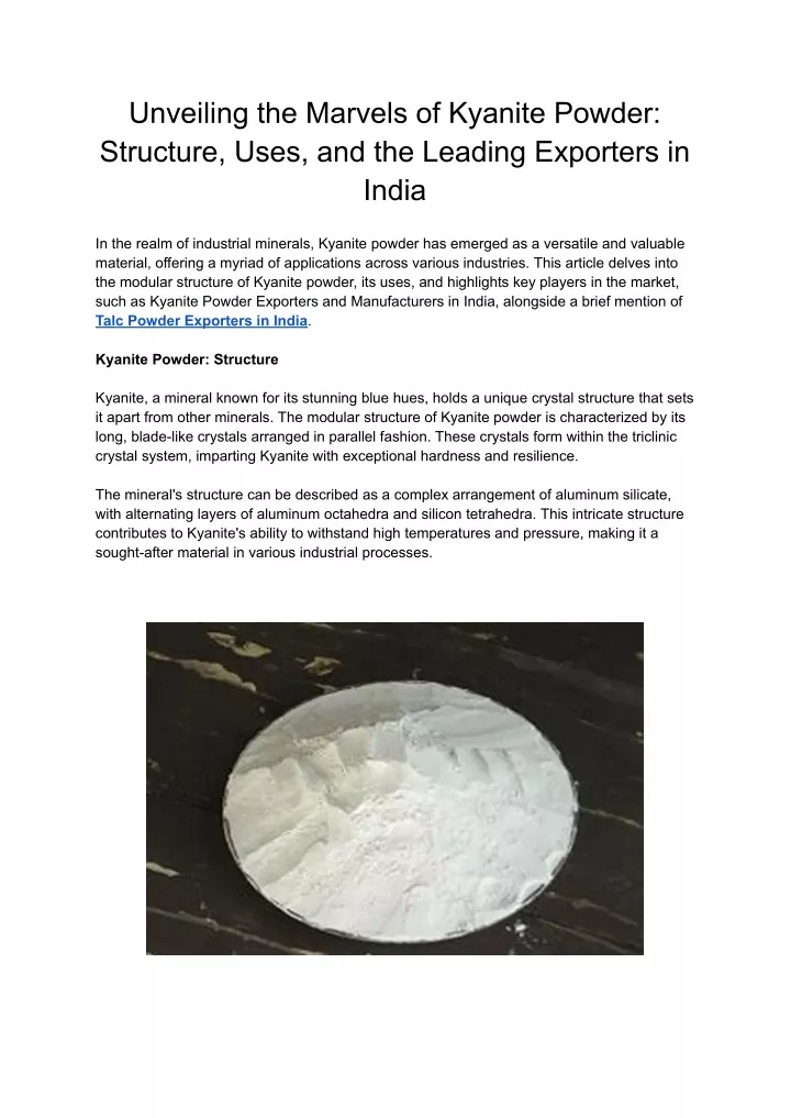 unveiling the marvels of kyanite powder structure