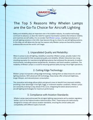 The Top 5 Reasons Why Whelen Lamps are the Go-To Choice for Aircraft Lighting