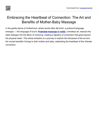 Embracing the Heartbeat of Connection- The Art and Benefits of Mother-Baby Massage