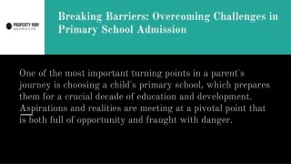 breaking barriers overcoming challenges in primary school admission