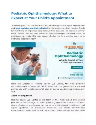 Pediatric Ophthalmologist in Janakpuri