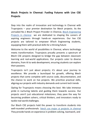 btech projects in chennai fueling futures with