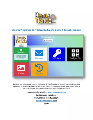 Mejores Programas de Fidelización España Online | Bonustienda.com